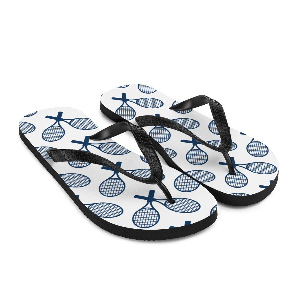 Tennis Racket Flip Flops, Sports Flip Flops for Women, Tennis Gifts for her, Beach Shoes, Tennis Shoes, Sports Slides, Mothers Day Gift