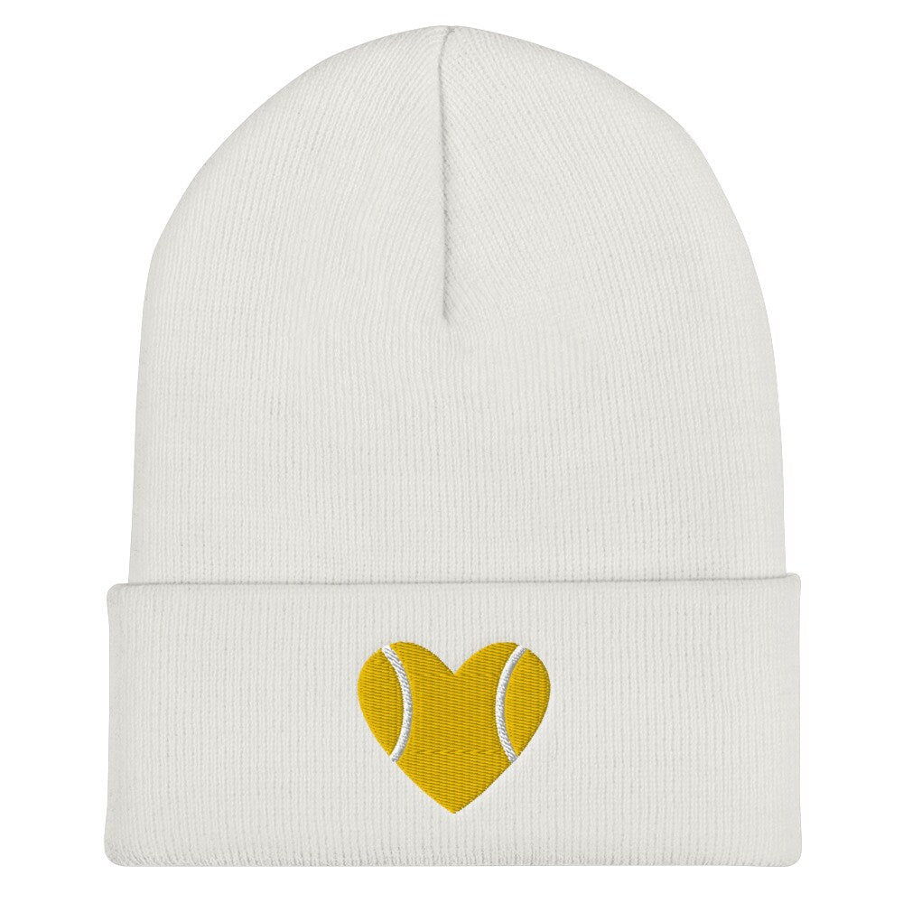 Tennis Beanie, Tennis Hats, Winter Sports Hats, Tennis Gifts for Her, Tennis Love, Tennis Ball Heart, Tennis Ball Beanie, Tennis Headwear